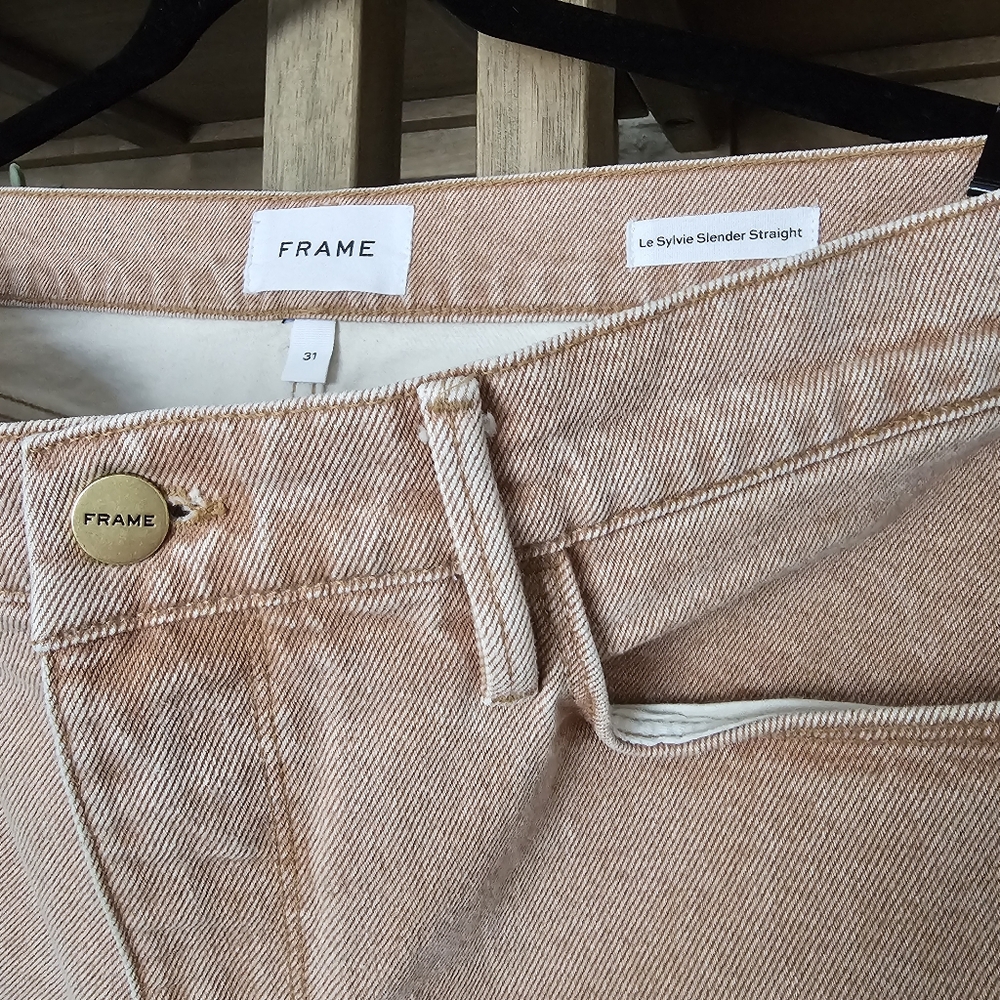 FRAME Le Sylvie Slender Straight Ultra High Rise Ankle Length NWOT Sand Wash - Picture 6 of 16